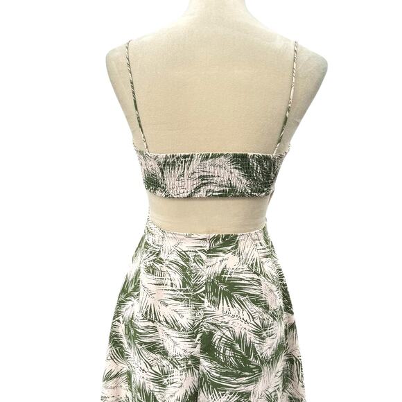 Lulu's Leaves in the Breeze Green Leaf Print Backless Smocked Strappy Midi Dress - Picture 9 of 13